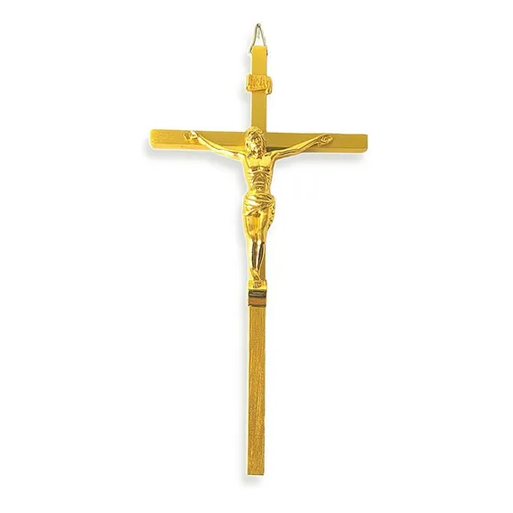Crucifixo Parede Metal Cruz Pequena Metal Dourada 20cm Cor Dourado Foto 1