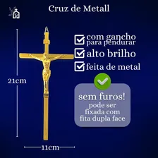 Crucifixo Parede Metal Cruz Pequena Metal Dourada 20cm Cor Dourado Foto mini 2