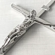 Crucifixo Parede Metal Cruz Pequena Metal Dourada 20cm Cor Prata Foto mini 2