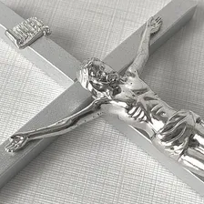 Crucifixo Parede Metal Cruz Pequena Metal Dourada 20cm Cor Prata Foto mini 4