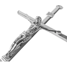 Crucifixo Parede Metal Cruz Pequena Metal Dourada 20cm Cor Prata Foto mini 1