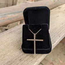Crucifixo Pingente Feminino Semijoia Banhada A Ouro 18k Cor Cravejada Foto mini 4