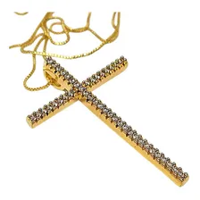 Crucifixo Pingente Feminino Semijoia Banhada A Ouro 18k Cor Cravejada Foto mini 1