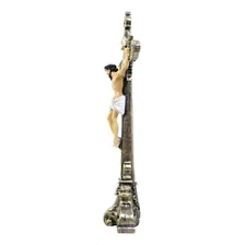 Crucifixo Resina 55 Cm Mesa Imagem Católica- Cor Dourado-escuro Foto mini  3