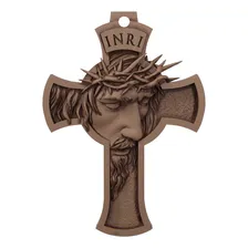 Cruz Crucifixo De Parede Jesus Rosto Paixão De Cristo Cor Cor Madeira Foto  mini 1