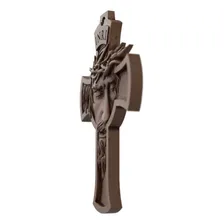 Cruz Crucifixo De Parede Jesus Rosto Paixão De Cristo Cor Cor Madeira Foto mini  3