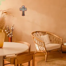 Cruz Madeira Nobre Crucifixo Parede Porta Jesus Cristo Inri Cor Dourado-escuro Foto mini 4