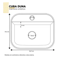 Cuba banheiro sobrepor pia mármore sintético duna Cozimax Foto mini 2