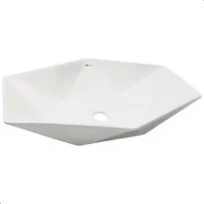 Cuba Ceramica Banheiro Lavabo Apoio Diamante Branca Tubrax Foto mini 1