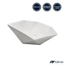 Cuba Ceramica Banheiro Lavabo Apoio Diamante Branca Tubrax Foto mini 3