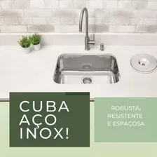 Cuba Cozinha 46x30x14cm Aço Inox 430 Cuba Residencial Foto mini 3