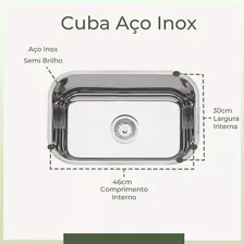 Cuba Cozinha 46x30x14cm Aço Inox 430 Cuba Residencial Foto mini 2