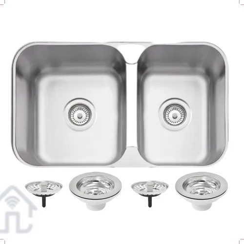 Cuba De Pia Cozinha Tramontina Dupla Fosca 69x40x14 Luxo Cor Inox Foto 1