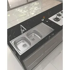 Cuba De Sobrepor Dupla Em Aço Inox Com Acabamento Pré-poli Foto mini 1