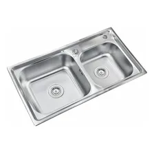Cuba Dupla De Pia Completa Com Acessórios Cozinha Bancada Gourmet Torneira Monocomando Extensível Cor Prata Acabamento Cromado Brilhante Aço Inox Brinovar Foto mini  3