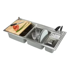 Cuba Dupla Inox Cozinha Paris Plus Com Lixeira Welle 101x48x20 Desc A Vista Foto  mini 1