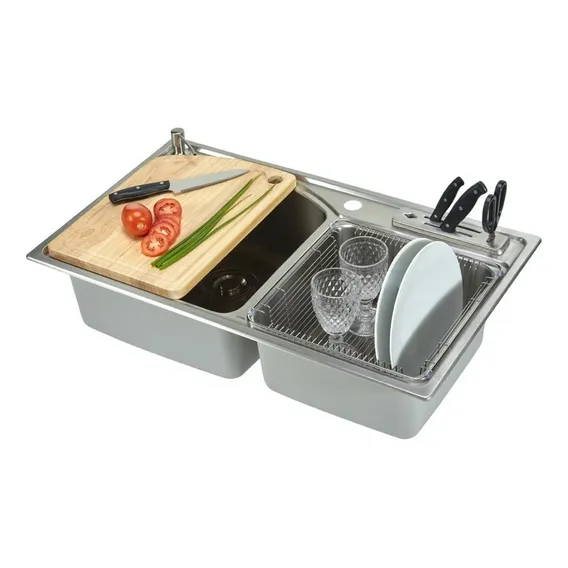 Cuba Dupla Inox Cozinha Paris Welle 82x48x20 Foto 1