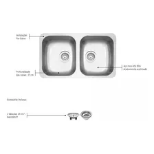 Cuba dupla Tramontina 77x45x17 aço inox acetinado 94033/102 Foto mini 3