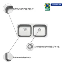 Cuba Dupla Tramontina 89x39x17 Acetinado 94031/102 Cor Aço inox Foto mini  2