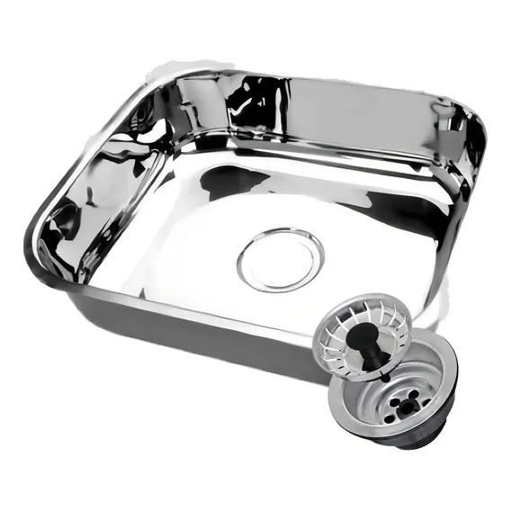 Cuba Inox 40x34x17 - Aço 304 - Tecnocuba + Válvula Cor Inox Polido - Alto Brilho Foto 1