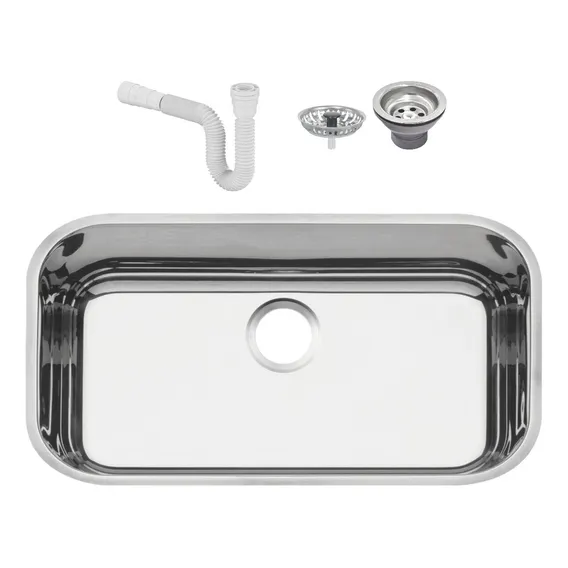 Cuba Inox 56x34 Alto Brilho Tramontina Pia Cozinha Funda Foto 1