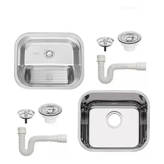 Cuba Inox Alto Brilho 40x34 + Tanque Inox Polido 50x40 Foto 1