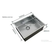 Cuba Inox Embutir Quadrada Gourmet 500 X 400 Com Válvula Foto mini  2