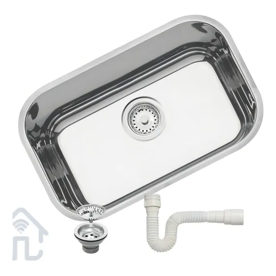 Cuba Inox Tramontina Alto Brilho 47x30x17 C/válvula E Sifão! Cor Inox Alto Brilho Foto 1
