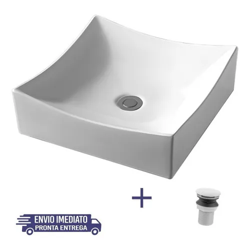 Cuba Louça Apoio Porcelana Quadrada Branca Válvula Click Branco Foto 1
