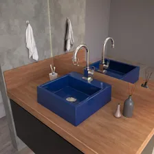 Cuba Para Banheiro Q355w Quadrada Compace Azul Escuro Aewt Acabamento Esmaltado Cor Azul-escuro Foto  mini 1