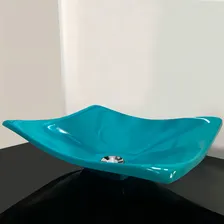 Cuba Pia Para Banheiro Retangular Côncava Azul Foto  mini 1