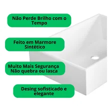 Cuba Pia Sobrepor Apoio Retangular 40x28cm Banheiro Lavabo Branca Decormobily Foto mini 4