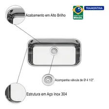 Cuba Retangular Aço Inox 56x34 Acetinada Linha Tramontina Foto mini 2