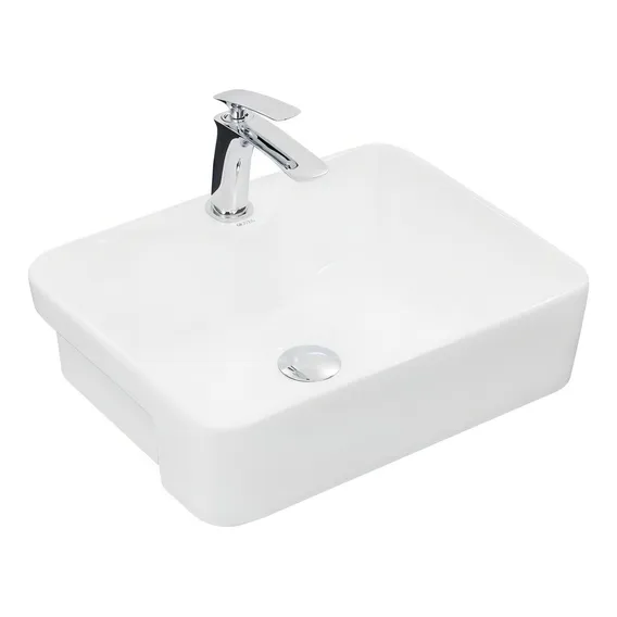 Cuba Semi-encaixe Retangular Com Mesa Mv18 48x36 Branca Cor Branco Foto 1