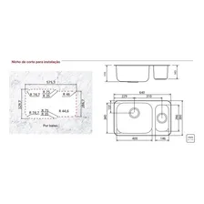 Cuba Tramontina Isis Plus 58x34 Aço Inox Acetinado 94039102 Foto mini 4