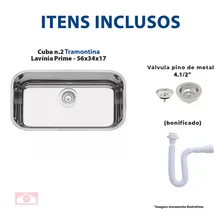Cuba Tramontina Lavínia Prime Inox Alto Brilho N2 56x34x17 Válvula 4.1/2 + Sifao Foto mini 4