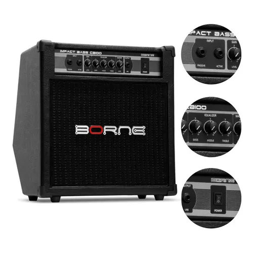 Cubo Amplificador Borne Impact Bass Cb100 Contrabaixo 10pol Cor Preto 110V/220V Foto 1