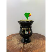Cuia Chimarrão Madeira Imbuia G Preta Decorada Foto mini 4