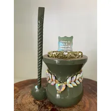 Cuia Chimarrão Mate Com Choker Pedras + Bomba Inox E Enfeite Foto mini 3