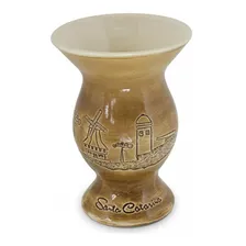 Cuia Santa Catarina Baixo Relevo 350ml Cerâmica Ceraflame Cor Marrom Foto mini 1