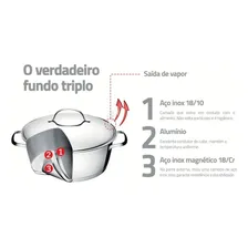 Cuscuzeira Allegra Aço Inox Fundo Triplo 2 Peças Tramontina Cor Cinza Foto mini 2