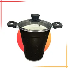 Cuscuzeira De Alumínio Panela Cuscuzeiro 2,9l Tampa De Vidro Cor Cuscuzeiro Pigmentado Preto Foto mini 1