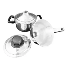 Cuscuzeiro Individual Nordestino Kit Com 2 Cuscuzeiros Cor Prateado Foto mini 3
