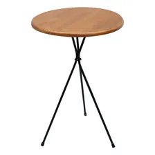 D'elfos Decorações Mesa Canto Redonda Pé metal 60cm madeira maciça mesinha cor Preto Foto mini  2