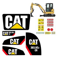 Decalques Adesivos Caterpillar 303.5e2-cr P/ Miniescavadeira Cor Preto Foto mini 2