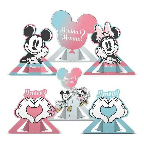 Decoração De Mesa Festa Chá Revelação Disney - 6 Unidades Foto 1