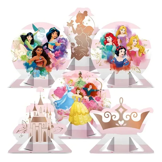 Decoração Display De Mesa Princesas Disney Festa 6 Unidades Foto 1