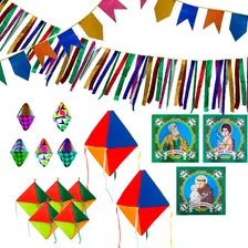 Decoração Festa Junina Kit 50m Bandeirinhas Balões Nylon Cor Sortido Kit Festa Junina Foto mini 1