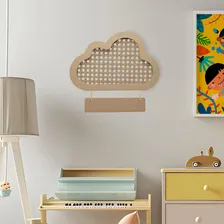 Decoração Porta Quarto Recém Nascido Nuvem Mdf Com Plaquinha Cor Mdf Cru Foto mini  3