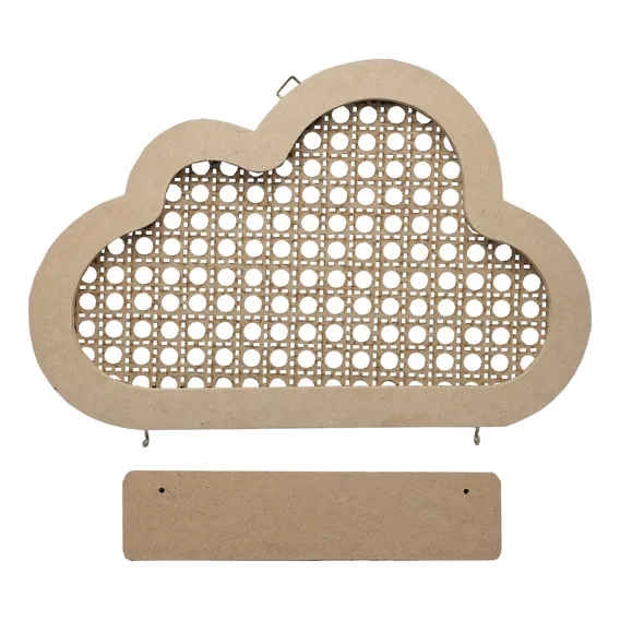 Decoração Porta Quarto Recém Nascido Nuvem Mdf Com Plaquinha Cor Mdf Cru Foto 1